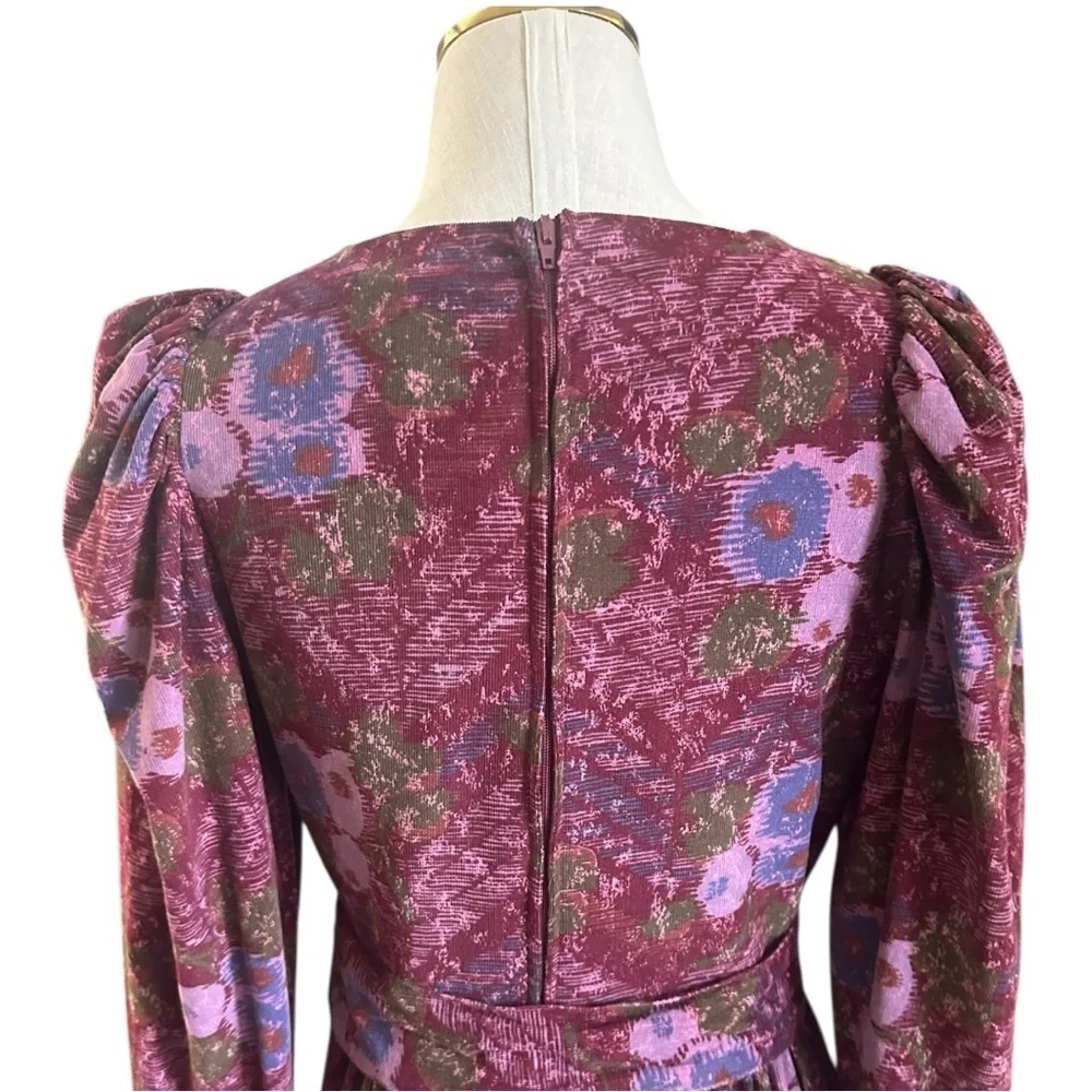 Vintage Laura Ashley Gorgeous Floral Long Sleeve Midi Dress w/ Belt & Pockets 10 - Picture 8 of 11